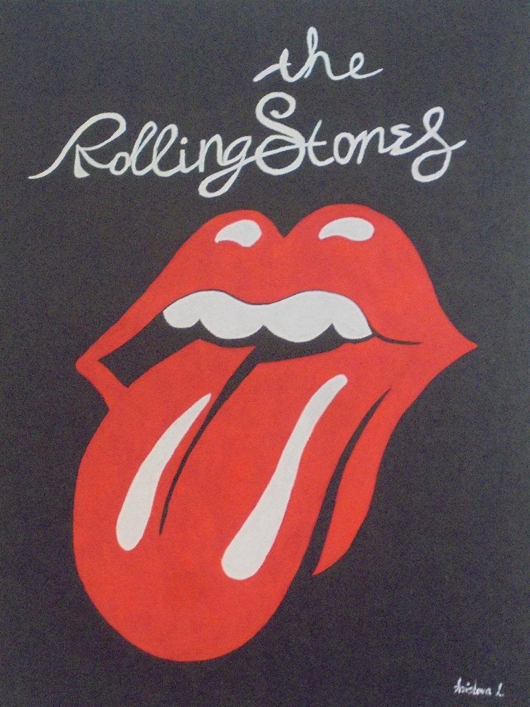 olieschilderij Rolling Stones Tongue (60x80), Handgeschilderd, Ophalen of Verzenden, Olieverf, Overige materialen