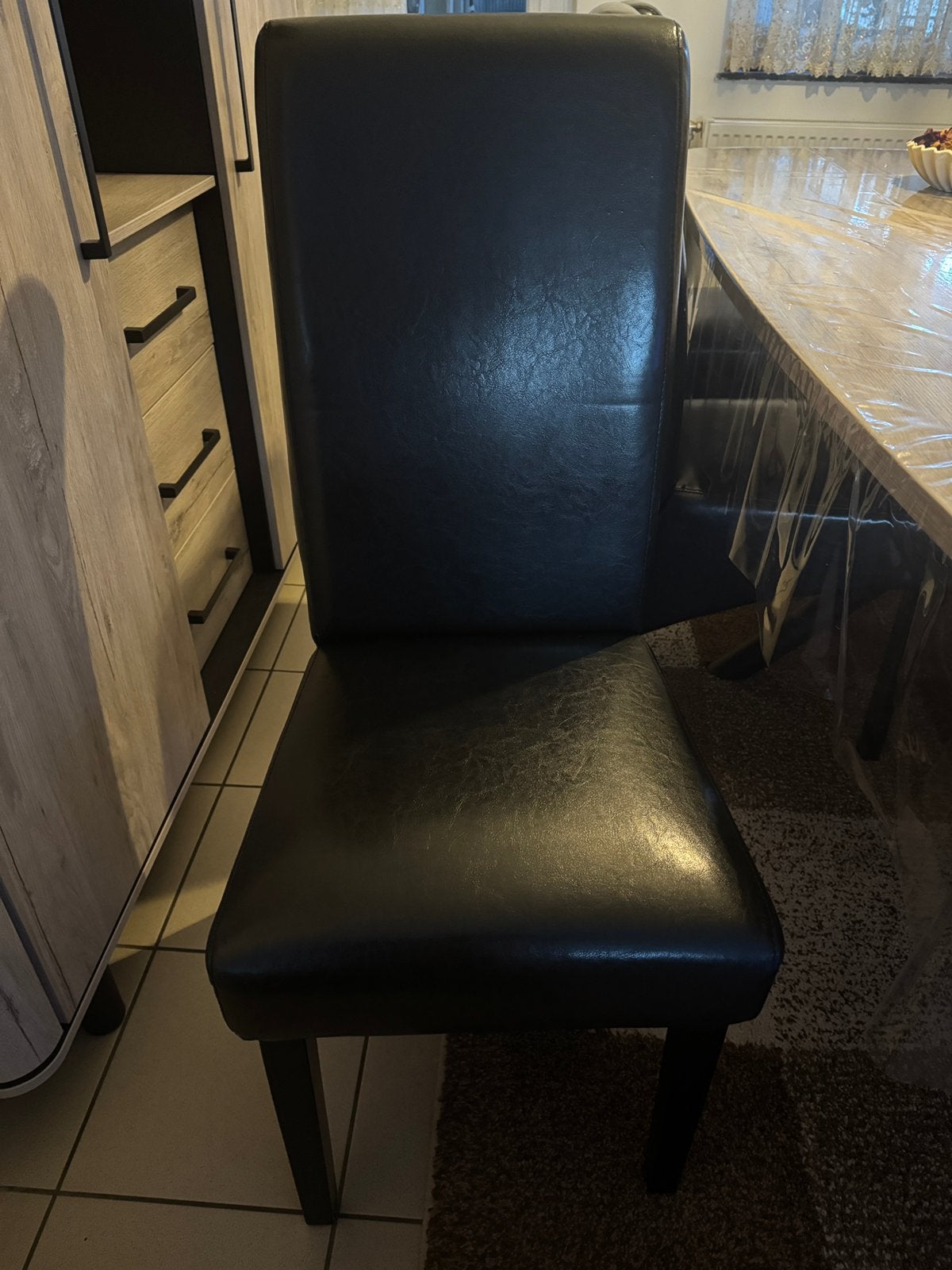 6 zwarte tafelstoelen, Maison & Meubles, Enlèvement, Cuir, Noir, Cinq, Six Chaises ou plus