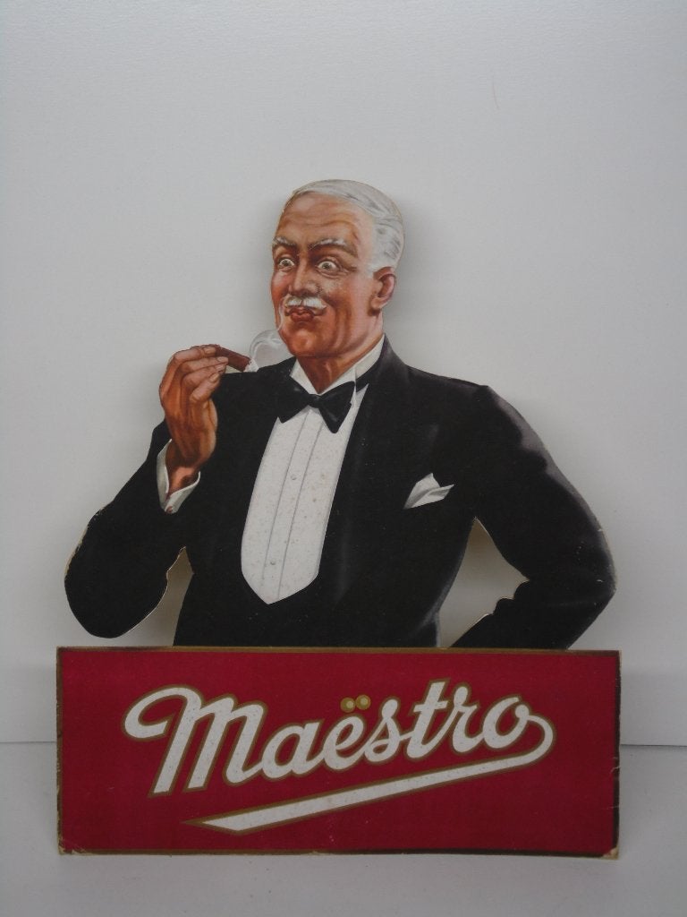 Publicité sur les cigares Maestro, Collections, Marques & Objets publicitaires, Utilisé, Panneau publicitaire, Enlèvement ou Envoi