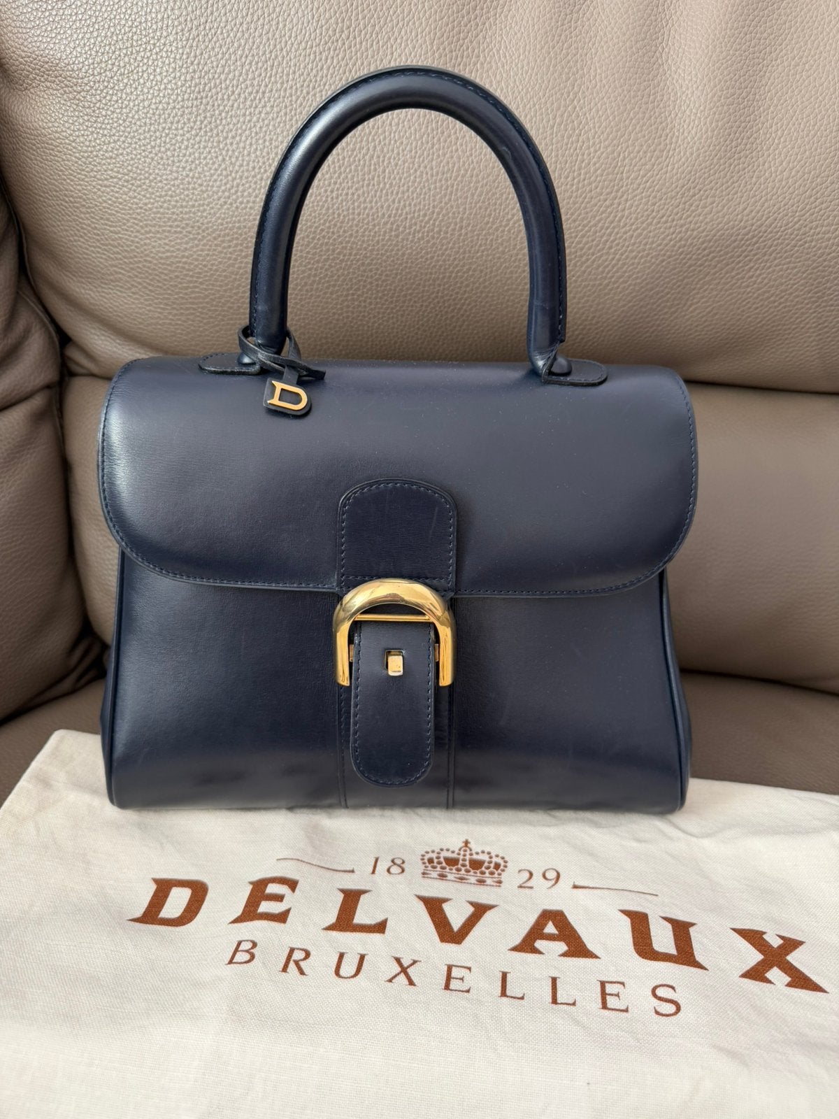 Delvaux Brillant PM bleu foncé vintage, Ophalen of Verzenden, Zo goed als nieuw, Blauw