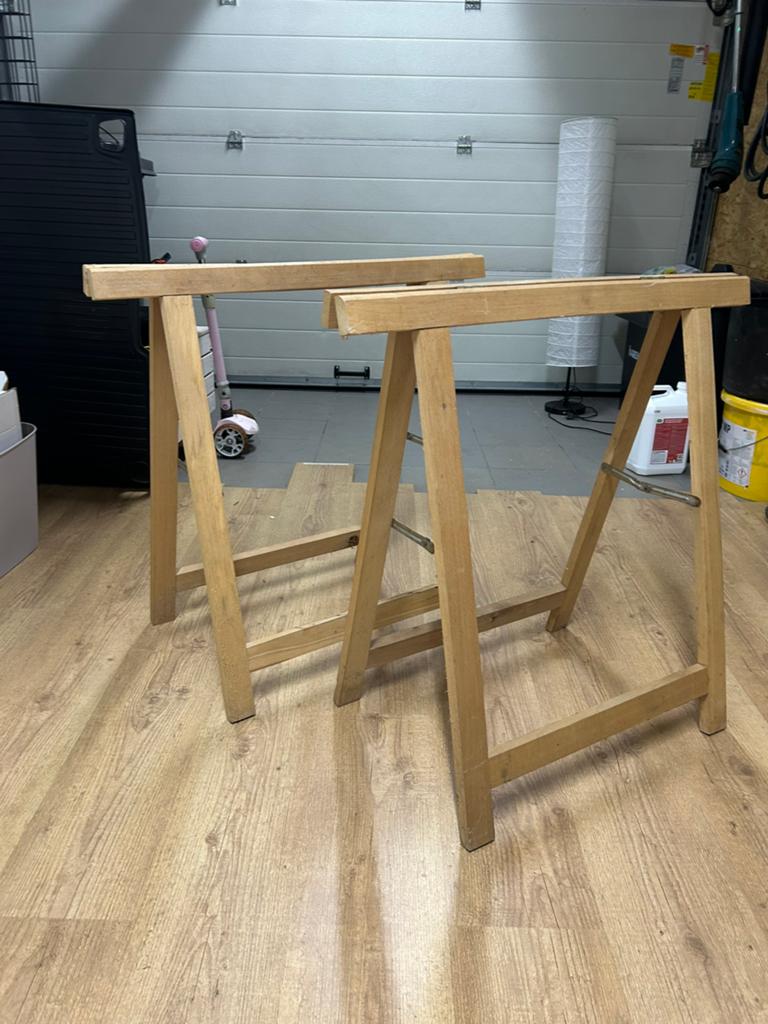 2 houten schragen, Doe-het-zelf en Bouw, Ophalen, Gebruikt