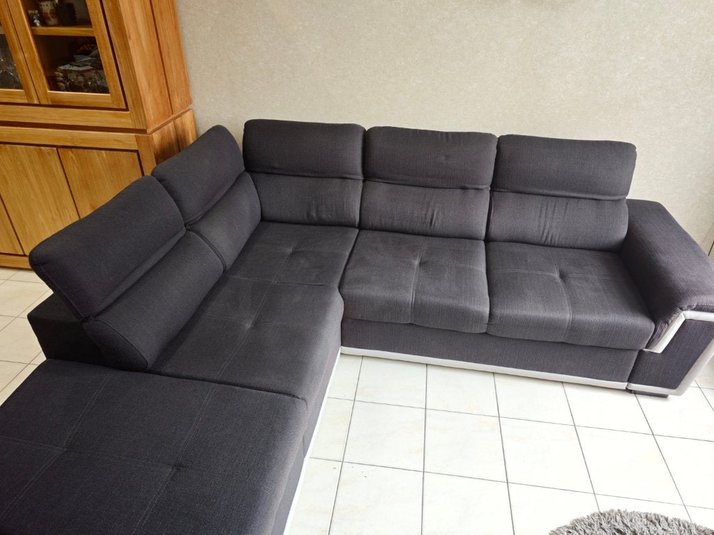 Canapé d'angle noir, Maison & Meubles, Canapés | Coins salons complets, Utilisé, Synthétique, Tissus, Enlèvement