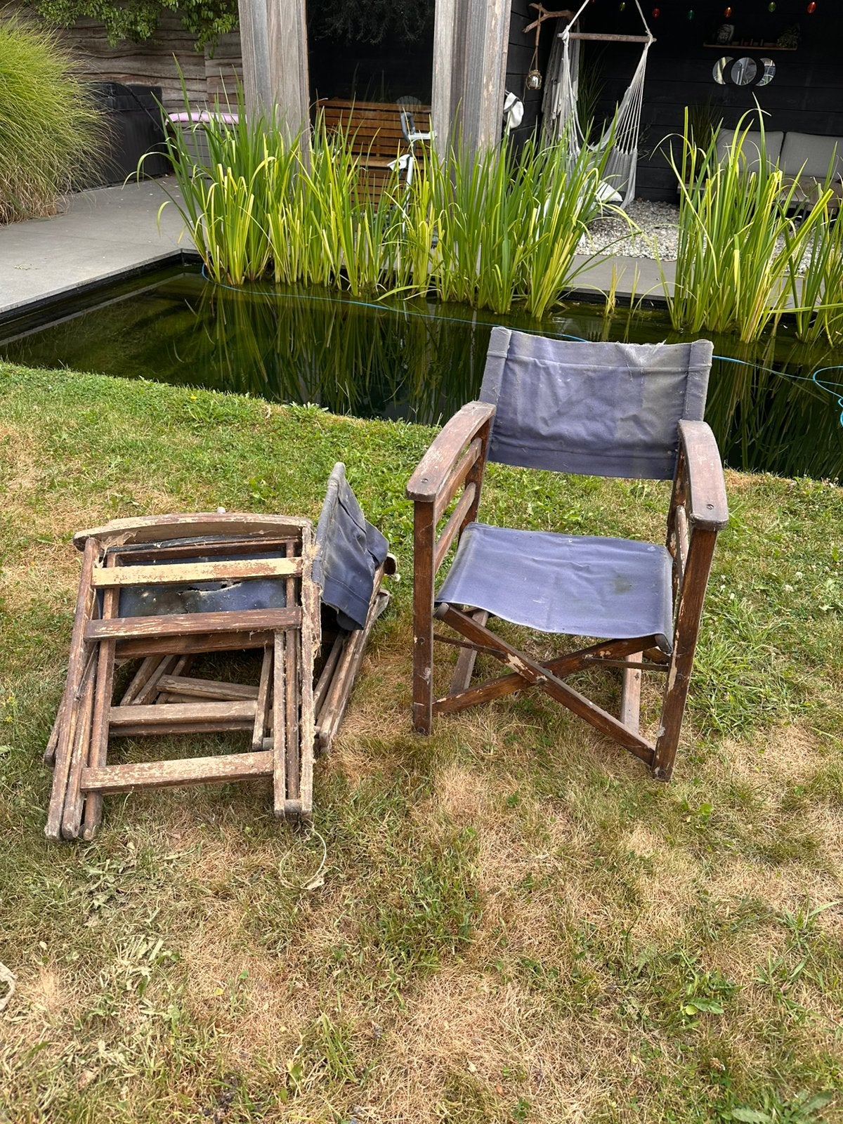 Vintage plooistoelen, Jardin & Terrasse, Chaises de jardin, Enlèvement, Utilisé, Bois, Pliant