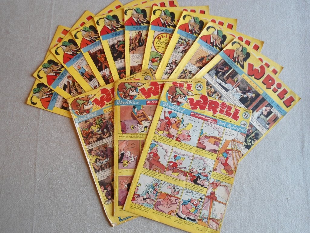 14 Stripbladen WRILL 1946-48., Livres, Enlèvement, Utilisé
