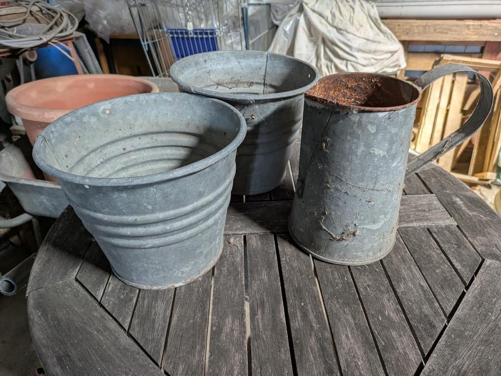 Zinken potjes, kolenemmer, kuipje, Tuin en Terras, Ophalen