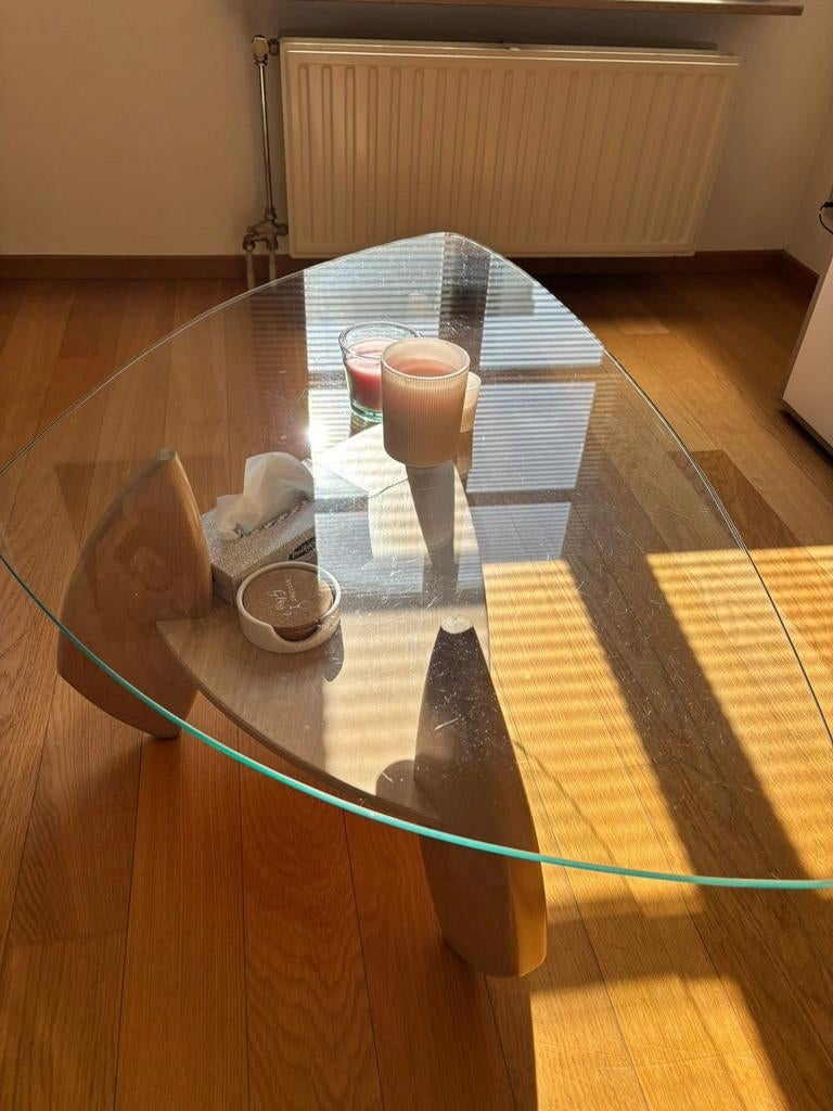 Glazen tafeltje, Huis en Inrichting, Ophalen, Zo goed als nieuw, Glas