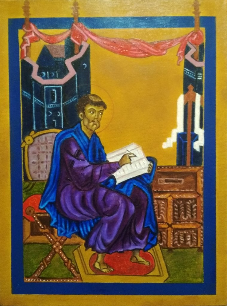 Schilderij – Icoon – Miniatuur van Sint Marcus, Antiek en Kunst, Verzenden