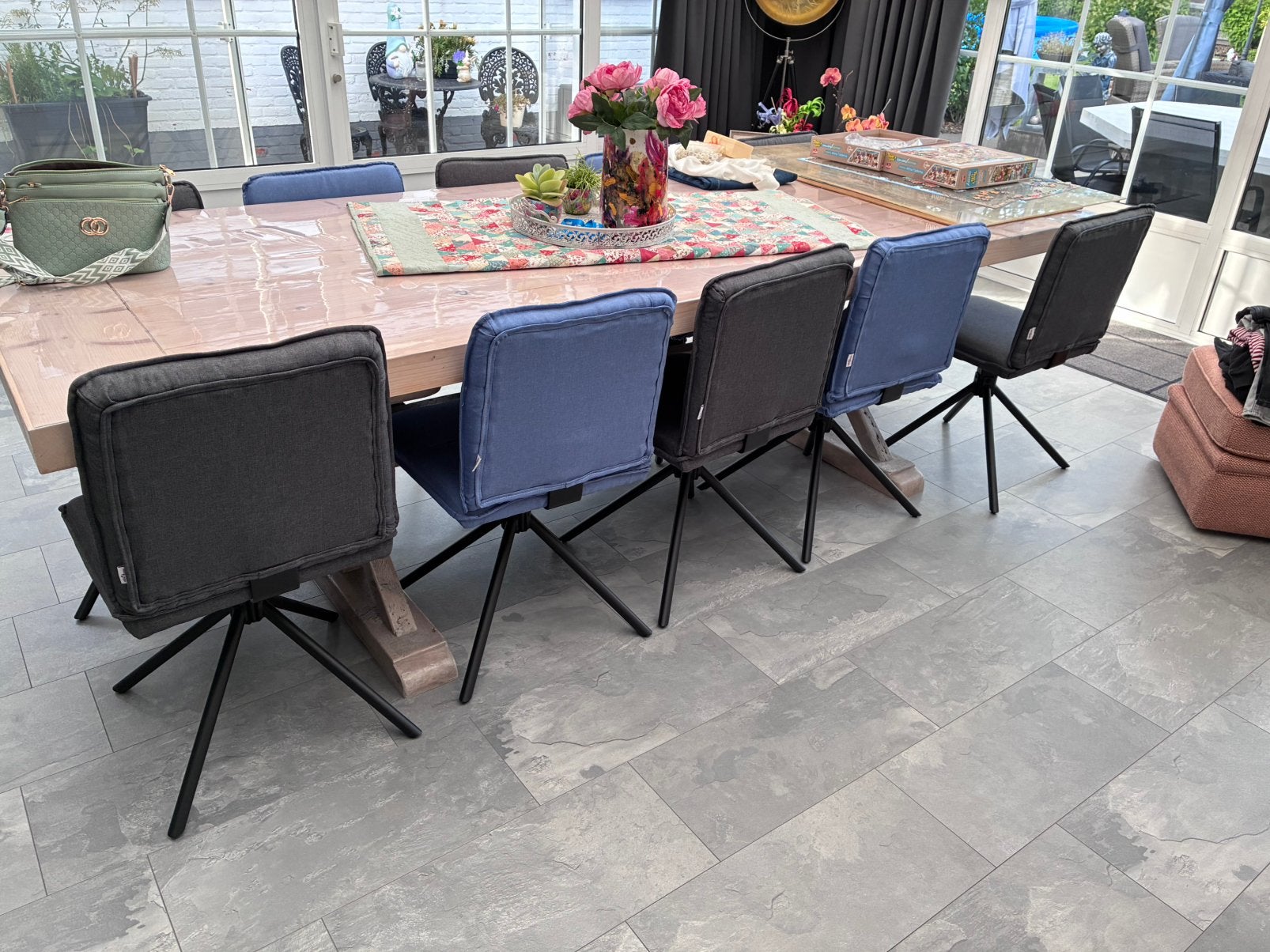 10 nieuwe stoelen, Huis en Inrichting, Stoelen, Ophalen, Zo goed als nieuw, Blauw