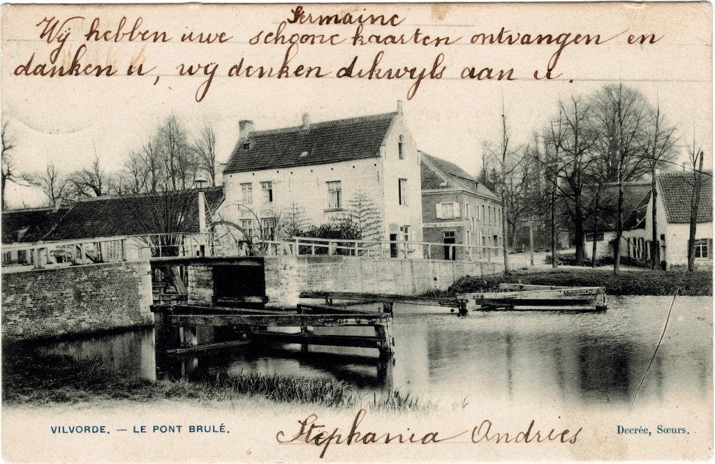 Carte postale ancienne Pont Brûlé Vilvorde Grimbergen 1905?, Envoi, Avant 1920, Affranchie, Brabant Flamand