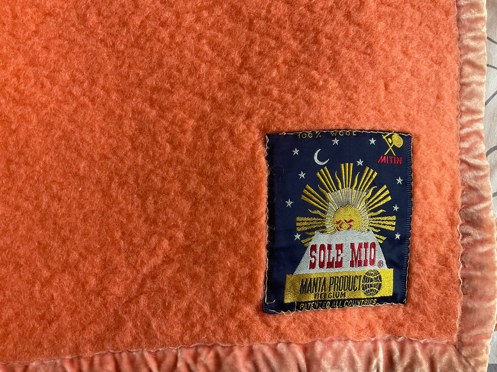 Vintage wollen deken eenpersoonsbed van het merk Sole- mio, Huis en Inrichting, Ophalen, Gebruikt