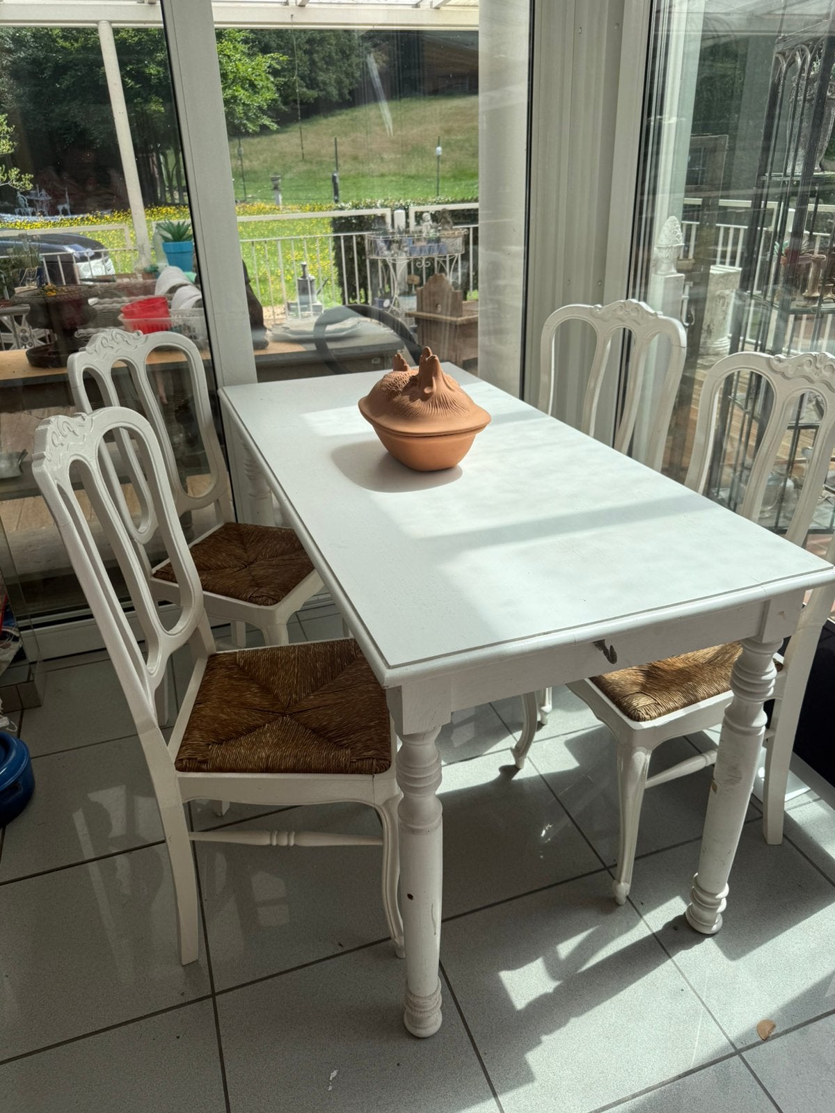 Tafel met 4 stoelen, Huis en Inrichting, Tafels | Eettafels, Ophalen, Gebruikt, 100 tot 150 cm, 50 tot 100 cm