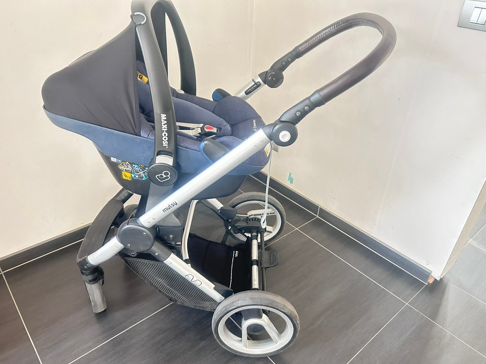 Kinderwagen mutsy evo farmer blauw 3 delig, Enlèvement, Comme neuf, Poussette, Mutsy