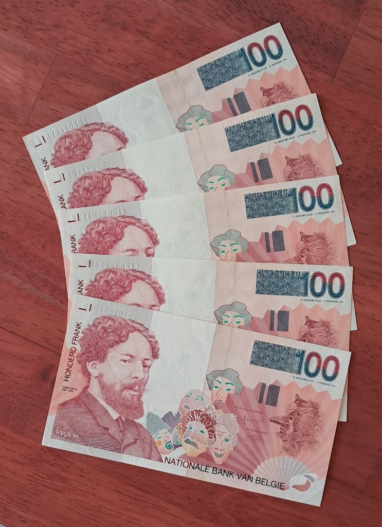 5 x 100 frank James Ensor - FDC biljetten, Verzenden, Setje
