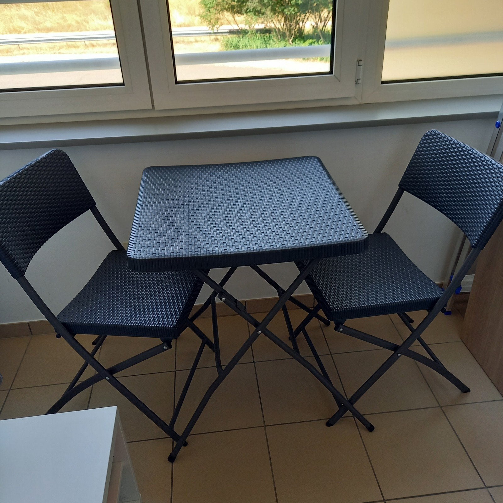 terrasmeubelen te koop, kleur antraciet, Tuin en Terras, Tuinsets en Loungesets, Kunststof, Zo goed als nieuw, Tuinset, Ophalen