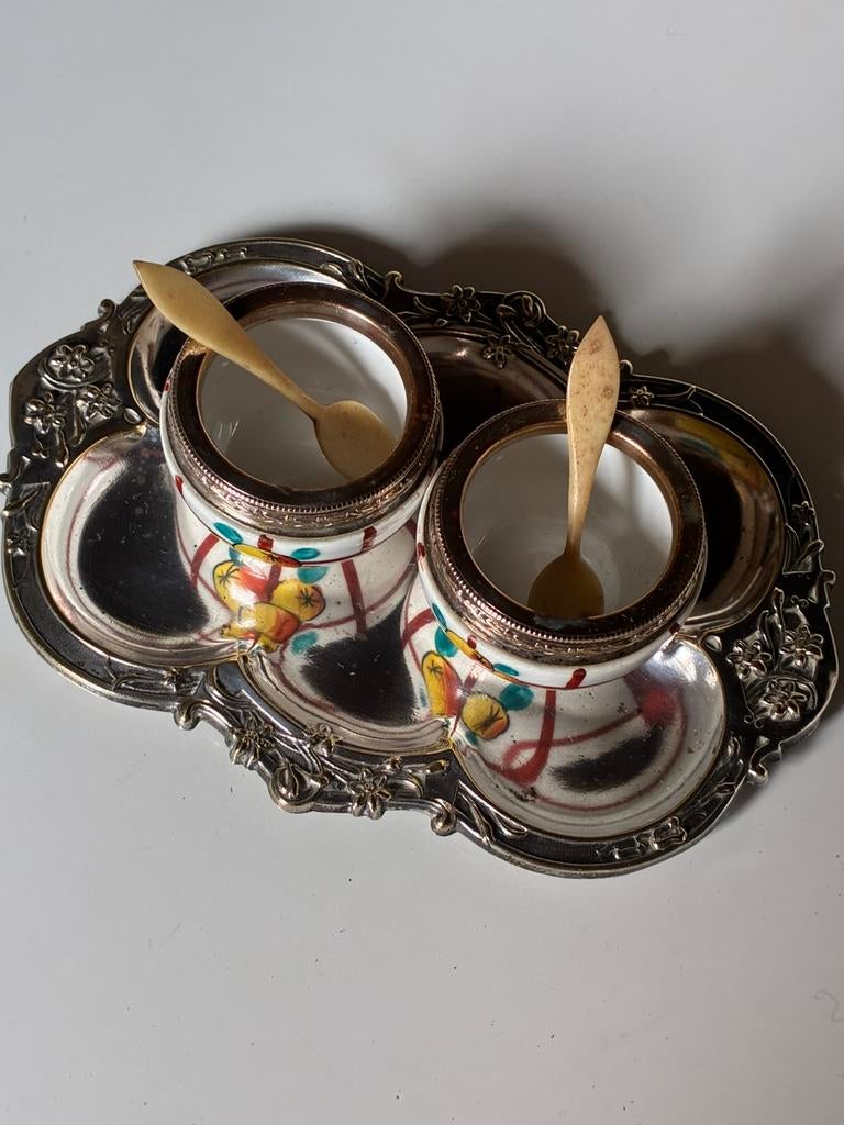 Limoges op verzilverd  schaaltje art deco, Antiek en Kunst, Ophalen