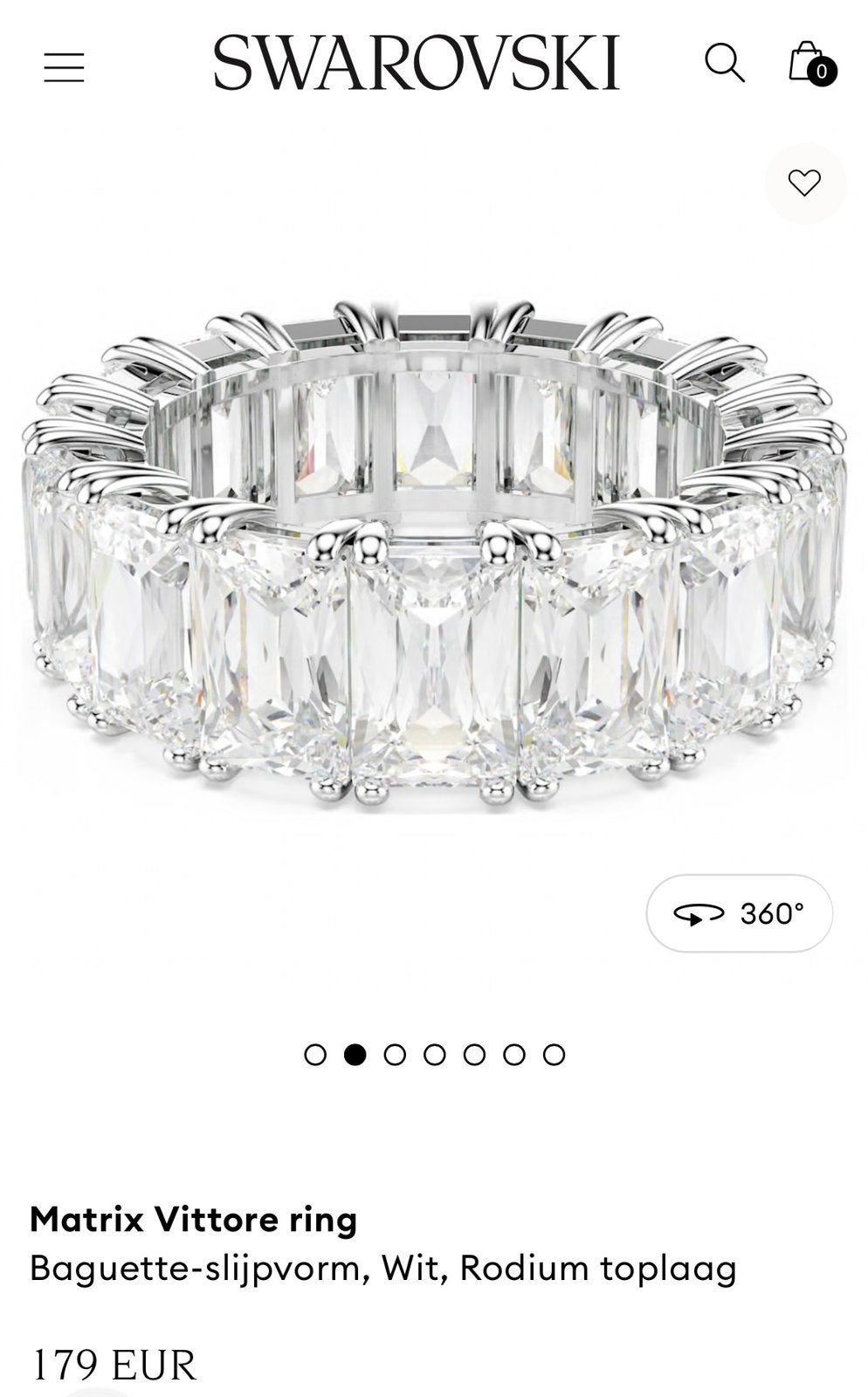 Swarovski ring Matrix Vittore, Ophalen of Verzenden, Zo goed als nieuw, Wit