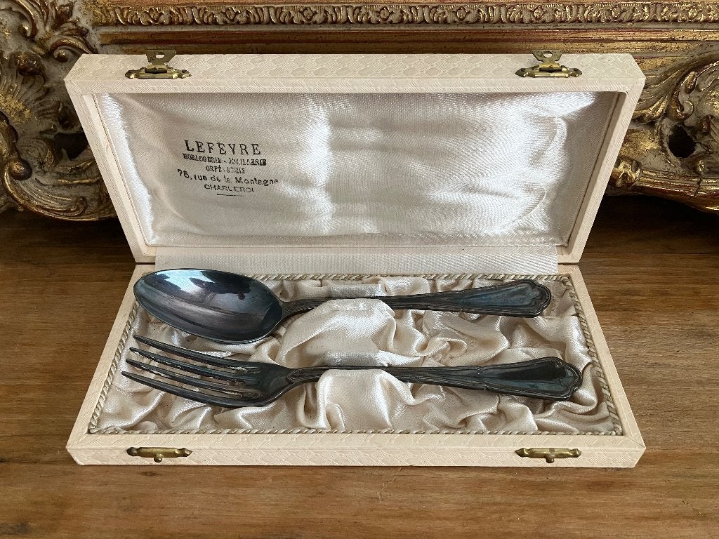 Verzilverde lepel en vork van Ercuis (1930-1950), Antiquités & Art, Enlèvement