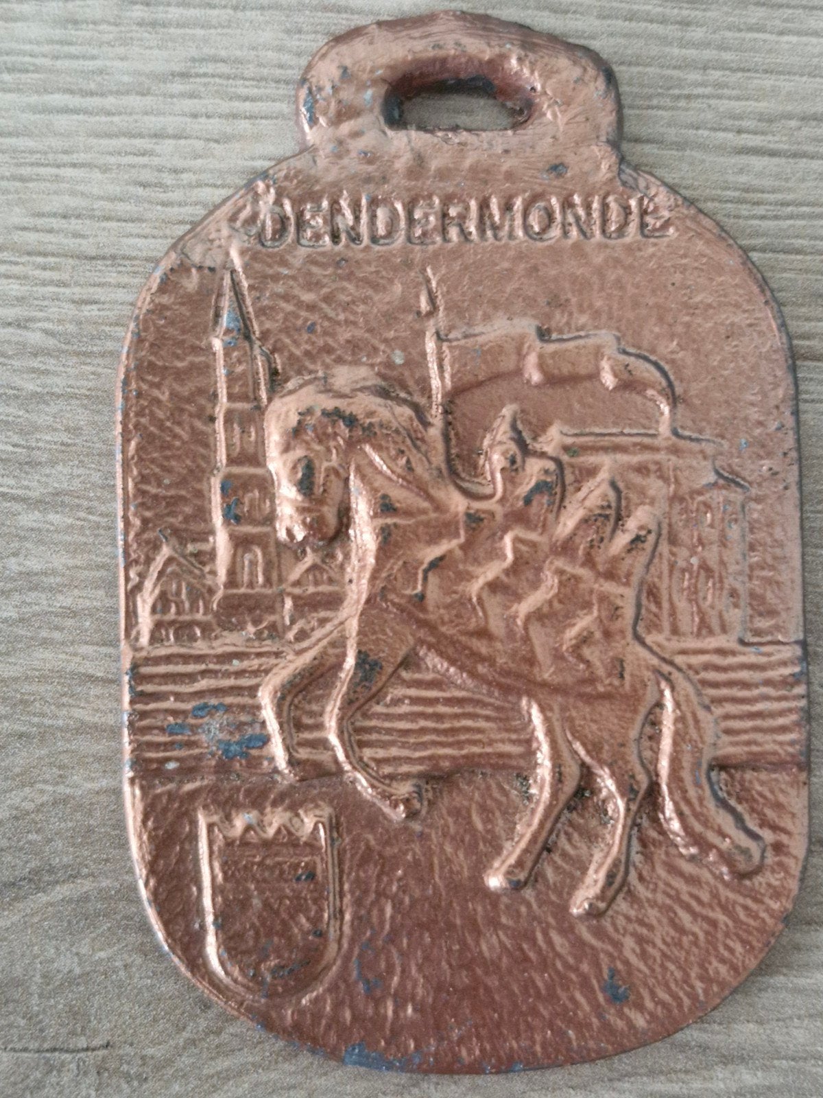 Gietijzer Medaille , Dendermonde , de 4 heemskinderen, Verzamelen, Ophalen of Verzenden, Gebruikt, Stad of Land