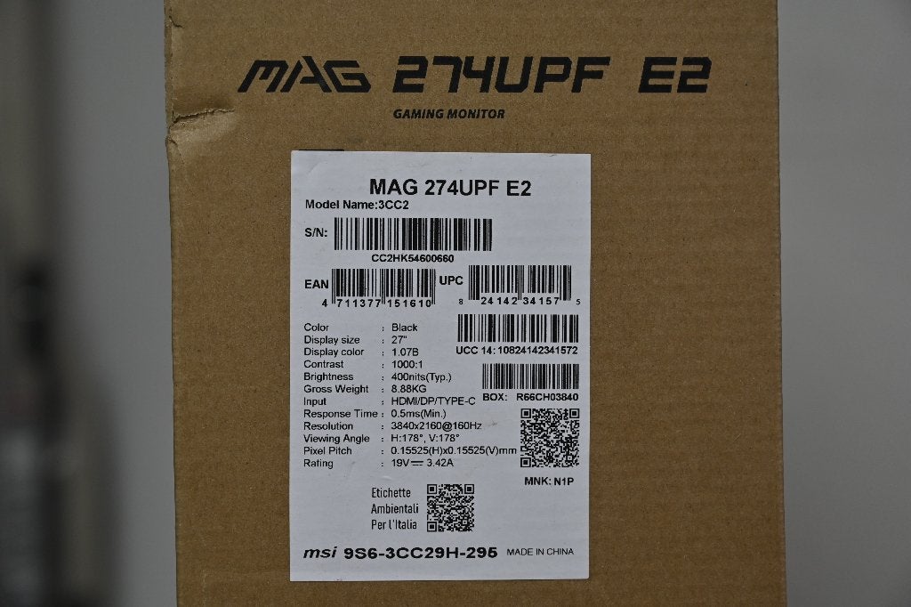 MSI MAG 274UPF E2 27" Modèle 3CC2 moniteur gaming, MSI, 151 à 200 Hz, Enlèvement, Neuf
