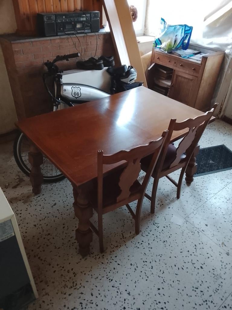 Table extensible+ 6 chaises, Maison & Meubles, Salles à manger complètes, Utilisé, Vintage, 4 à 6 chaises
