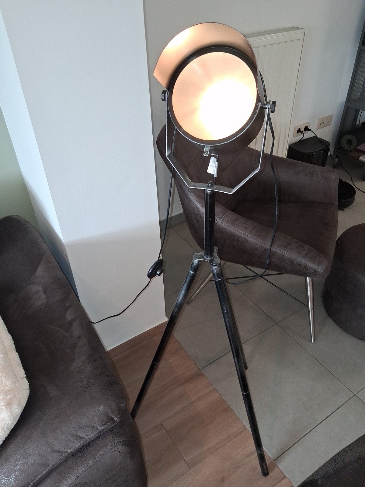 magnifique lampadaire industriel en gris anthracite, Comme neuf, Enlèvement, Métal, 100 à 150 cm