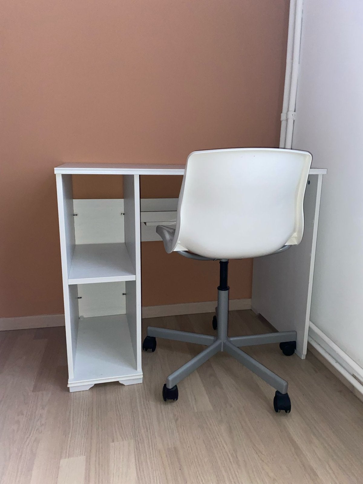 Bureau en chêne blanc + chaise, Enlèvement ou Envoi, 90 cm, 52 cm, Comme neuf