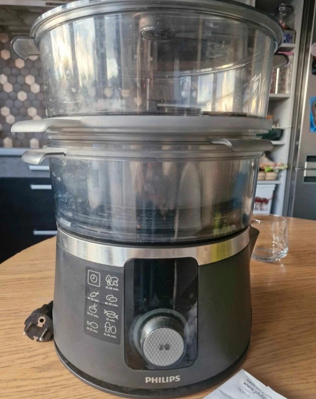 Cuiseur vapeur Philips HD9170 – 3 paniers – Très bon état, Electroménager, Enlèvement ou Envoi, Utilisé