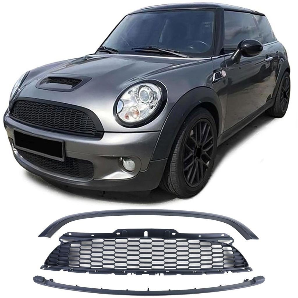 Grill Set Mat Zwart Mini R55 / R56 – 3-delig Sportieve Front, Verzenden