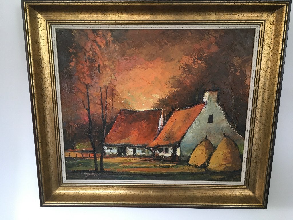 Tuur DE RIJBEL, Peinture à l'huile, Paysage, Enlèvement, Signé