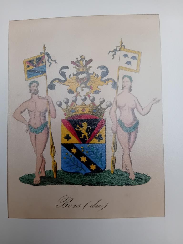 Armoiries anciennes à l'eau-forte Du Bois lot 164, Enlèvement ou Envoi