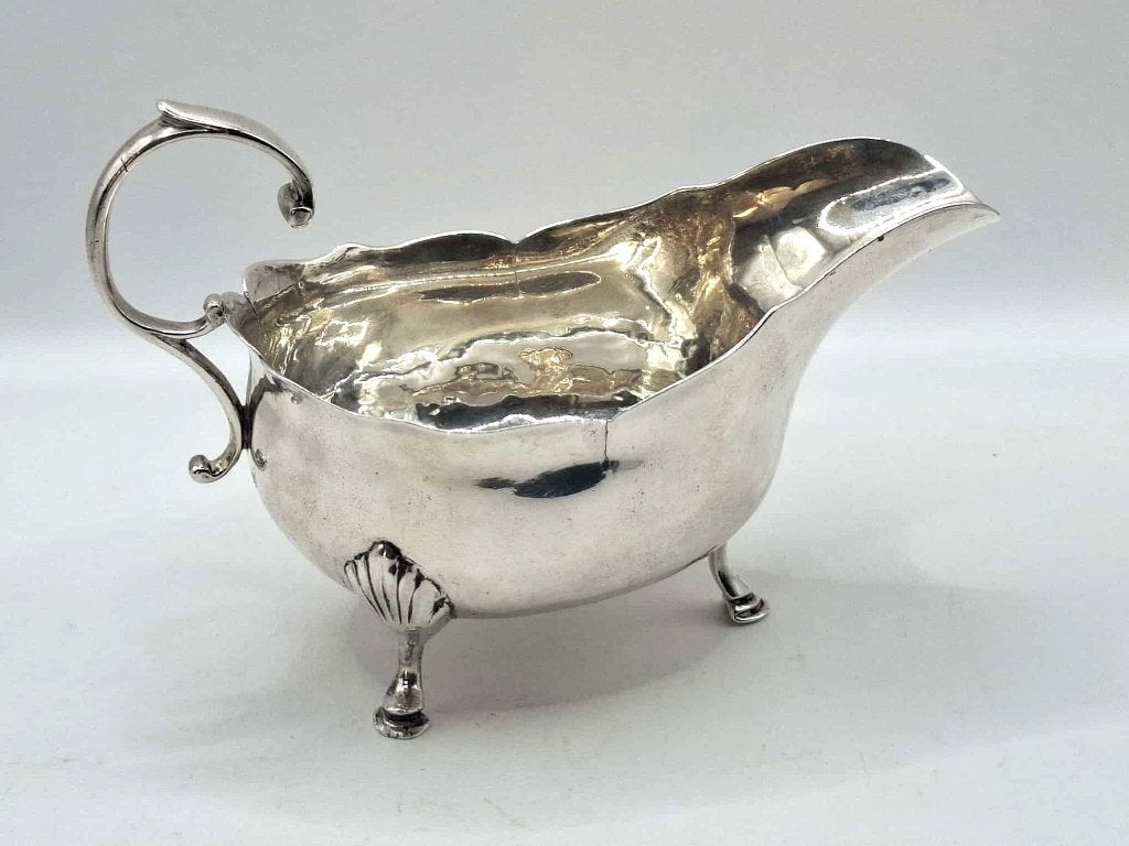 18e eeuwse antieke Engelse zilveren sauskom, Antiek en Kunst, Ophalen of Verzenden, Zilver