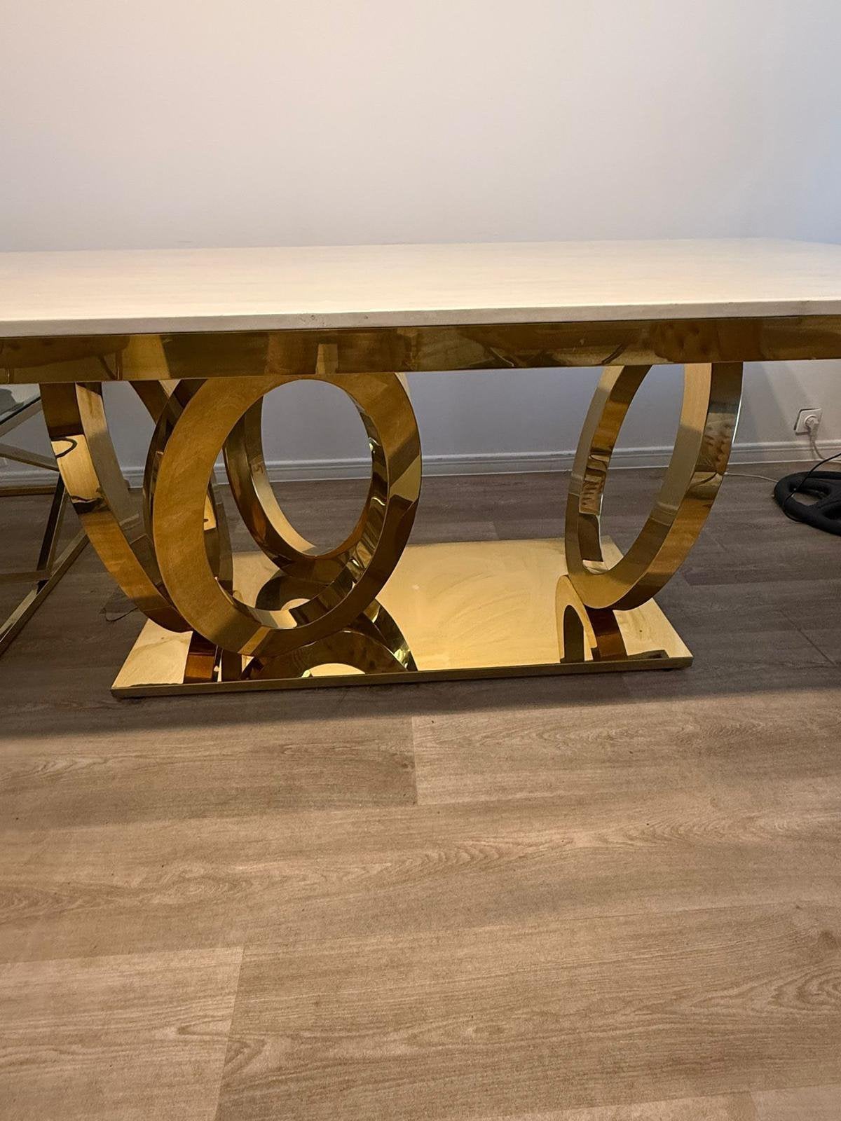 Marmer tafel met 6 stoelen, Huis en Inrichting, Ophalen, Gebruikt