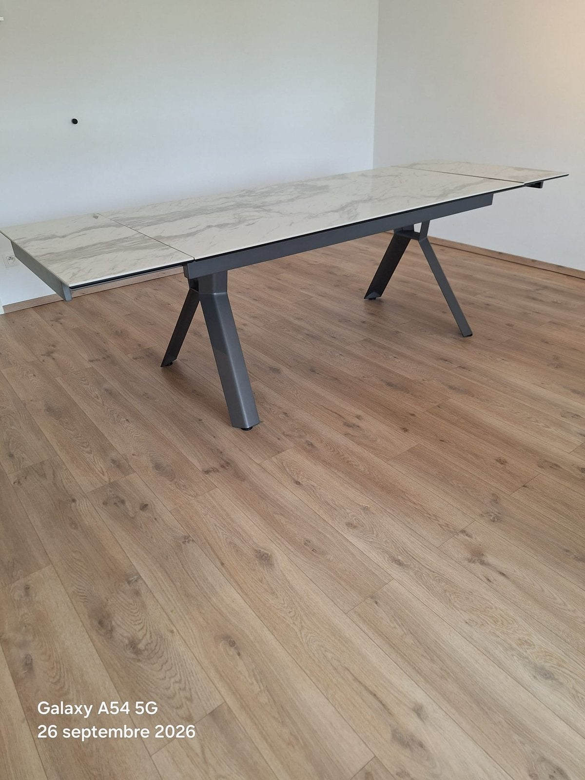 Uitschuiftafel GLASGOW - Wit/carbon  Xooon, Enlèvement, Comme neuf, Verre