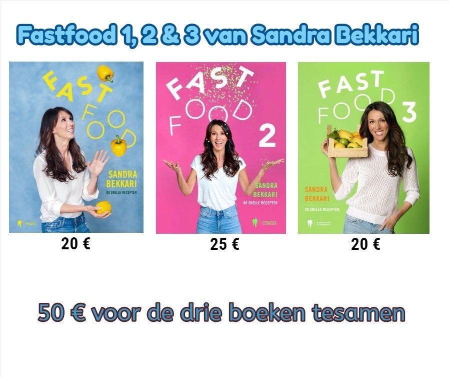 De FASTFOOD TRILOGIE van Sandra Bekkari, Boeken, Kookboeken, Ophalen of Verzenden, Zo goed als nieuw, Gezond koken