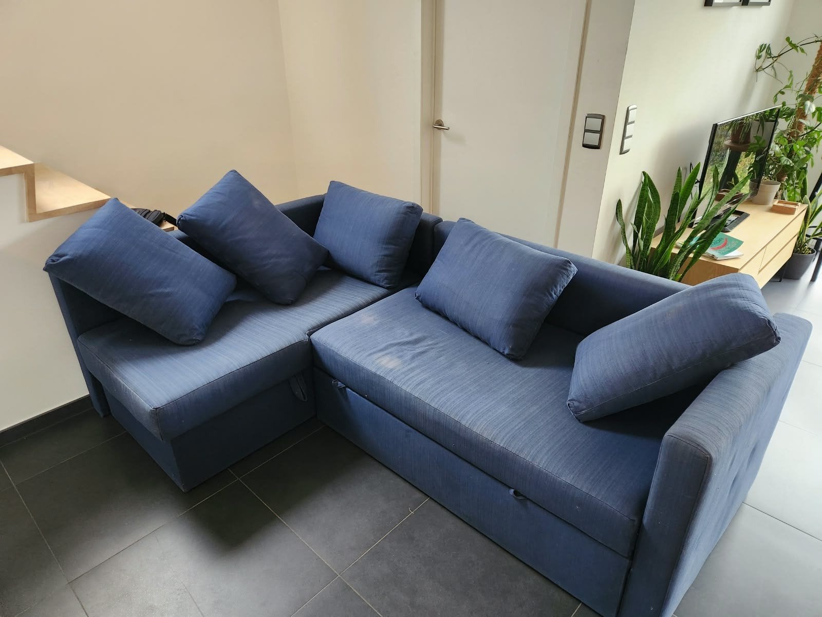 Canapé-lit extensible bleu ikea, Maison & Meubles, Banc d'angle, 125 à 150 cm, Enlèvement, Utilisé