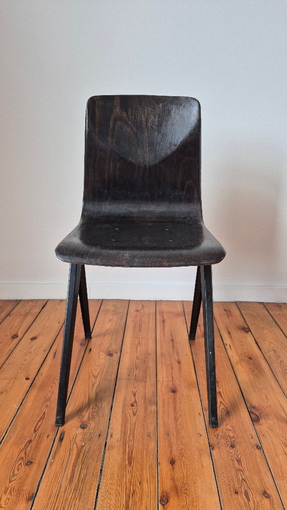 Paar vintage stoelen, kompasvoet, industriële stijl), Ophalen, Gebruikt, Twee, Bruin