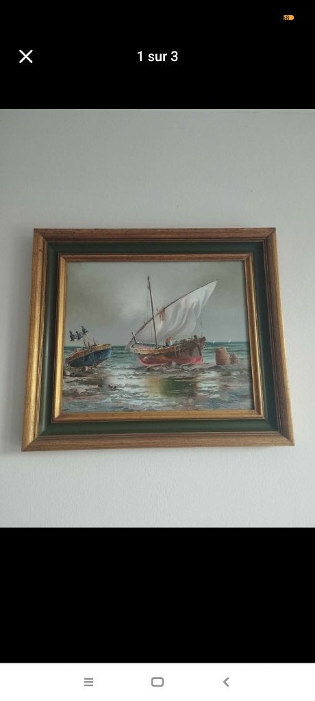 Cadre, Antiquités & Art, Peinture à l'huile, Panneau, Enlèvement, Réaliste