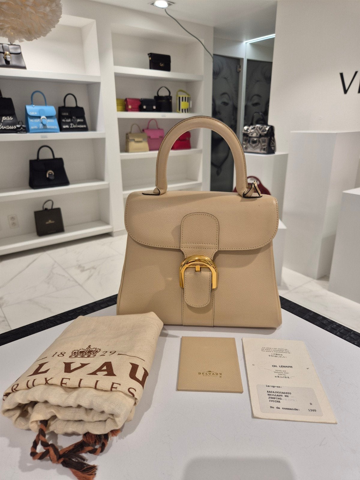 Delvaux Brillant PM Ivoire, Enlèvement, Utilisé, Beige, Sac à main