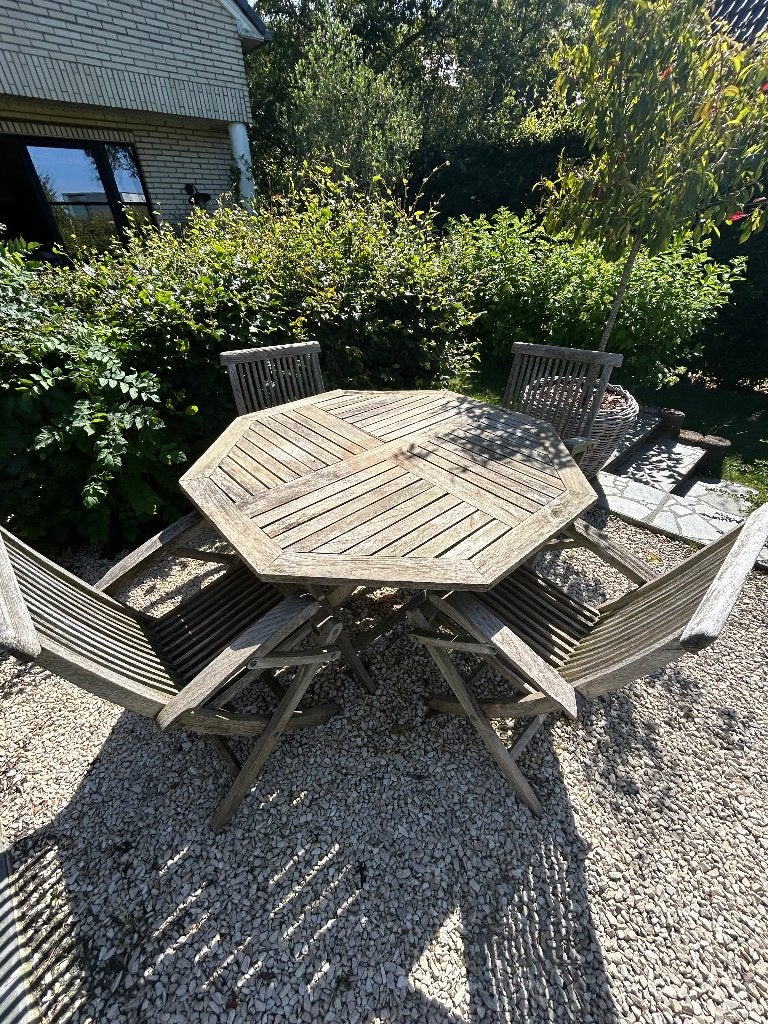 Set de jardin en teck : table et 4 chaises, Chaise, Salons de jardin, Utilisé, Bois