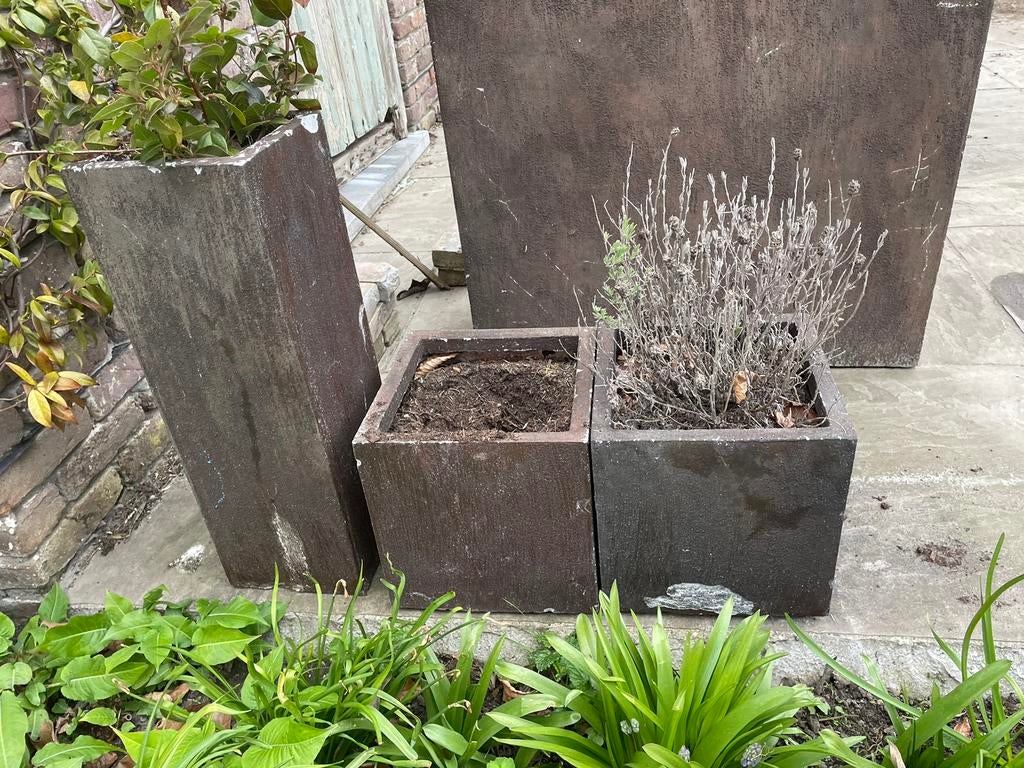 Set 5 zeer stevige bloembakken, Tuin en Terras, Ophalen, Gebruikt