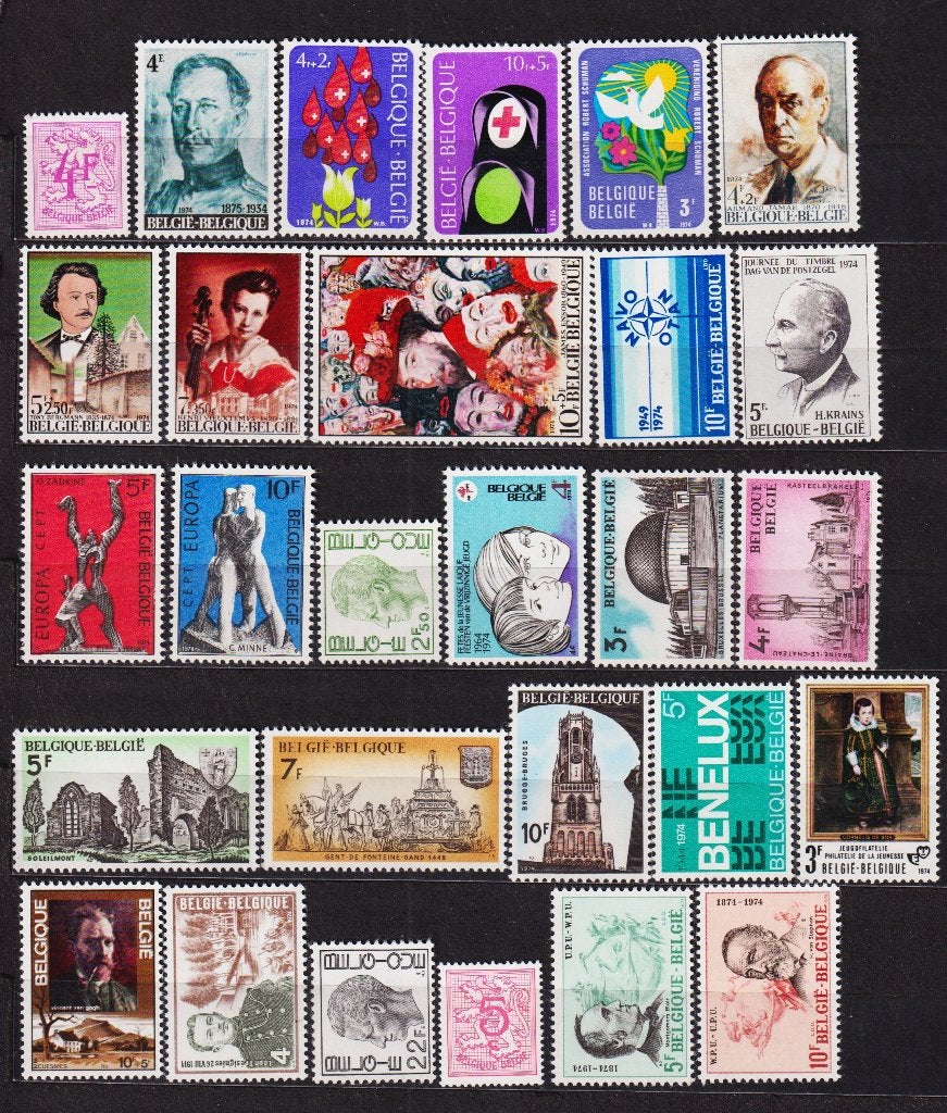 Belgique 1974 année complète **, Envoi, Non oblitéré, Neuf