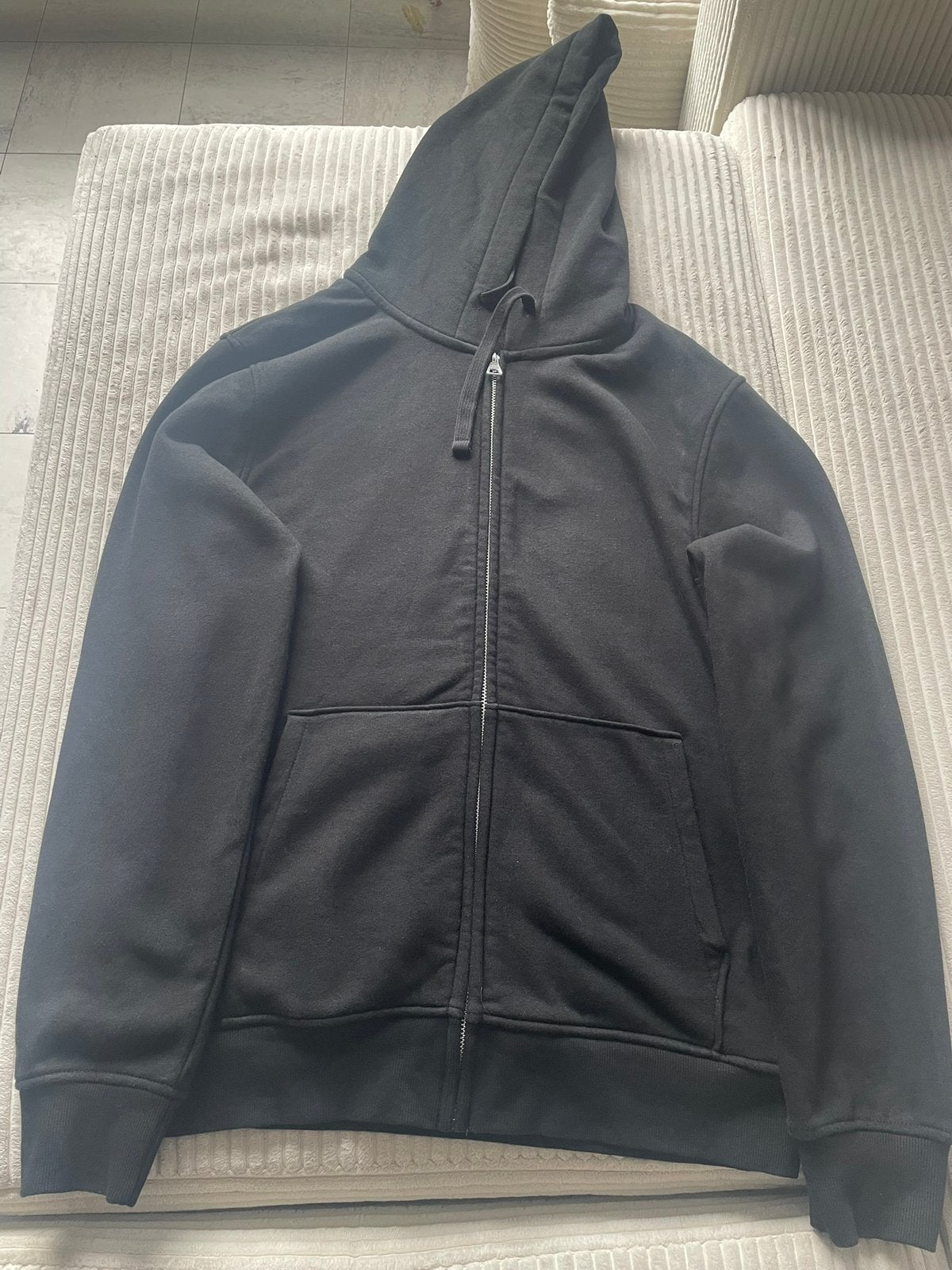 Sweat à capuche noir zippé homme – hoodie, Enlèvement ou Envoi, Comme neuf, Taille 46 (S) ou plus petite, Noir