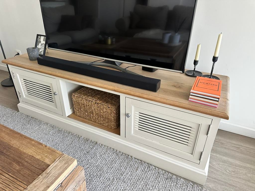 Eiken tv meubel, Ophalen, 100 tot 150 cm, Eikenhout, Minder dan 100 cm
