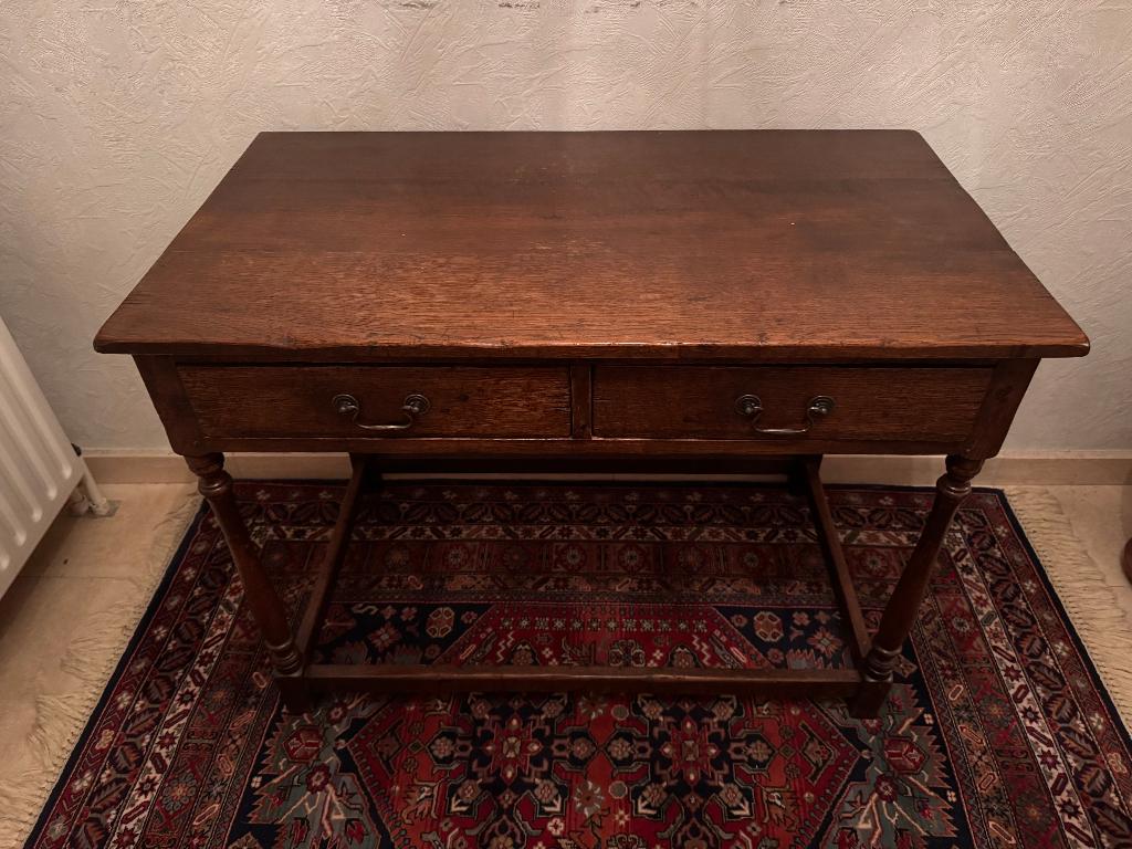 Eiken muurtafel, Huis en Inrichting, Tafels | Sidetables, Ophalen, Gebruikt, 50 tot 100 cm, Eikenhout
