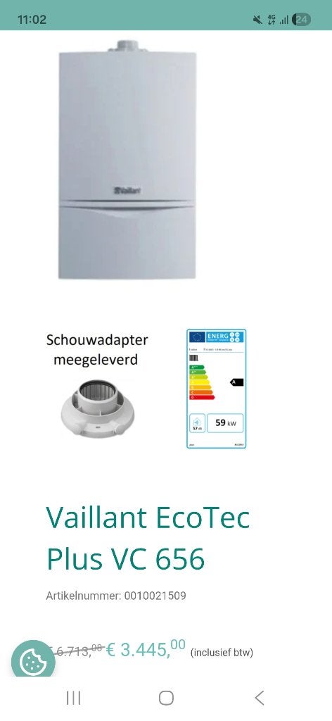 Vaillant ECOTEC PLUS VC 656, Doe-het-zelf en Bouw, Ophalen, 20 tot 100 liter, Aardgas, Boiler