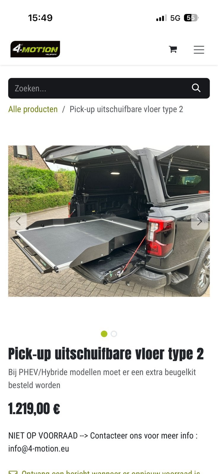 Uitschuifbare vloet type 2 Ford Ranger 2026, Auto diversen, Dakkoffers, Ophalen, Zo goed als nieuw