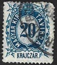 1 Postzegels Hongarije 1874 Telegraafzegels (II), Postzegels en Munten, Ophalen of Verzenden, Gestempeld