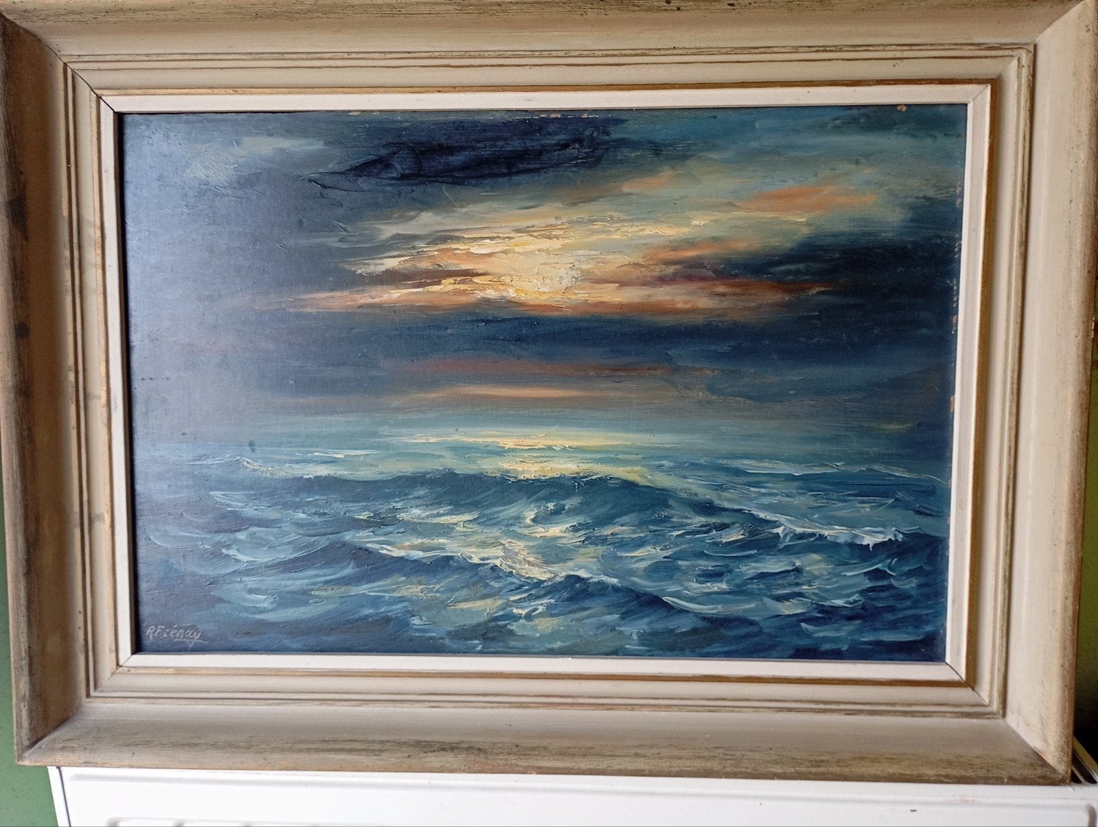 Belle peinture à l'huile. Signé R. Frenay, Enlèvement, Signé, Peinture à l'huile, Panneau