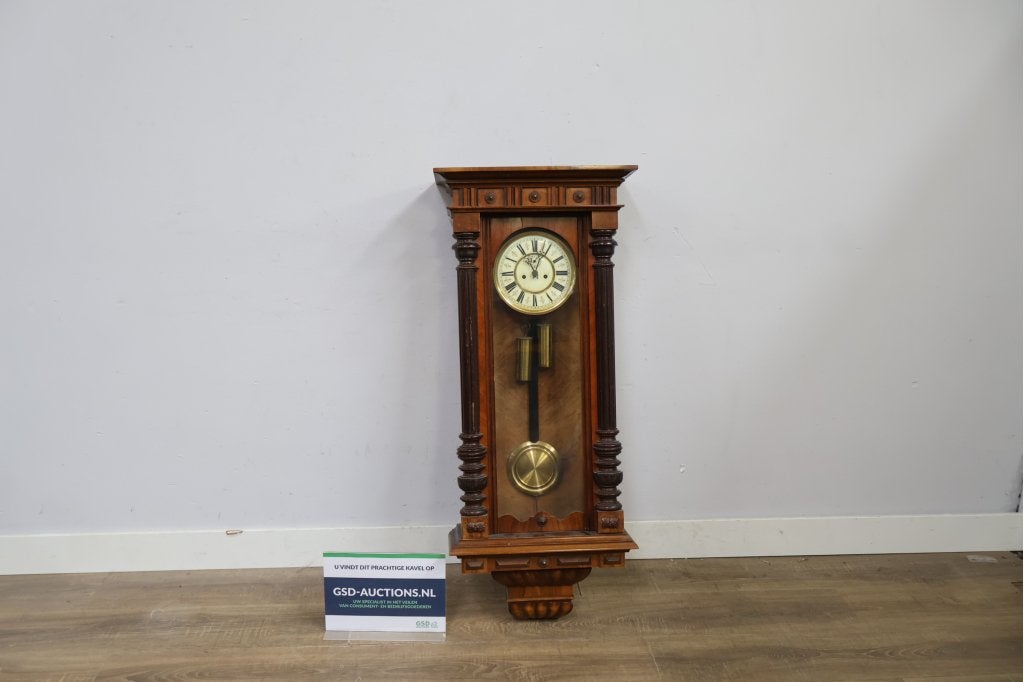 Antieke houten regulateur (wandklok) - 19e Eeuw