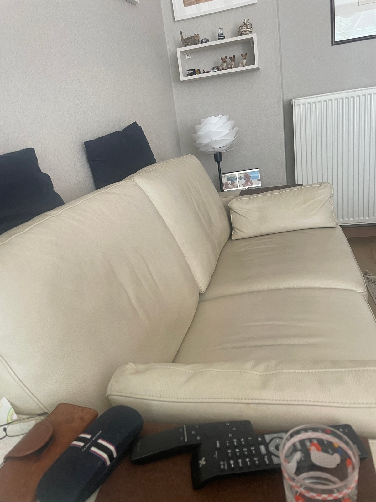 Lederen 2Zit stevige zit  wit met dubbele relax, Ophalen, Zo goed als nieuw